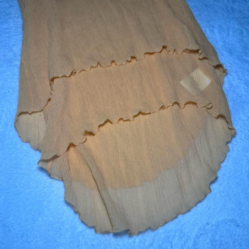 Vintage 90s Y2K Pastel Orange Silk Flowy Fairy Boho Top - Picture 4 of 7